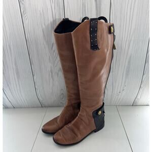 Sam Edelman Black Brown Leather Penny Tall Riding Boots Size 7